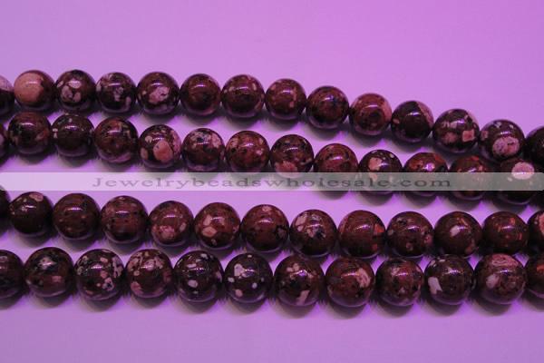 CDM54 15 inches 12mm round strawberry dalmatian jasper beads