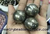 CDN10 30mm round pyrite gemstone decorations wholesale