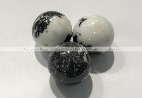 CDN1122 30mm round black & white jasper decorations wholesale