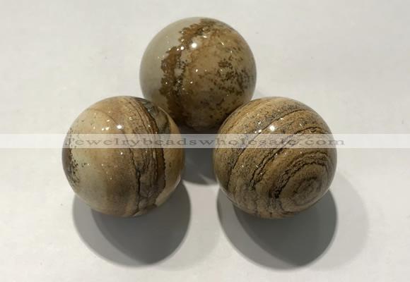 CDN1127 30mm round picture jasper decorations wholesale