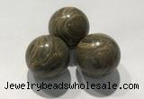 CDN1134 30mm round coffee wood jasper decorations wholesale