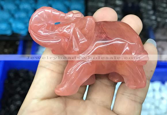 CDN511 33*65*45mm elephant cherry quartz decorations wholesale