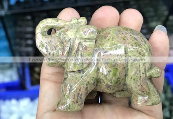 CDN516 33*65*45mm elephant unakite decorations wholesale