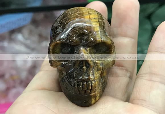 CDN559 35*50*40mm skull yellow tiger eye decorations wholesale