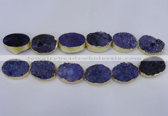 CDQ502 20*30mm - 22*30mm oval druzy quartz beads wholesale