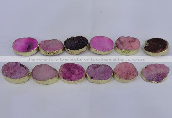 CDQ503 20*30mm - 22*30mm oval druzy quartz beads wholesale