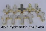 CDQ526 28*45mm - 30*47mm cross druzy quartz beads wholesale