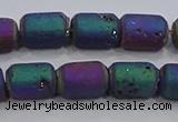 CDQ614 8 inches 6*8mm drum druzy quartz beads wholesale