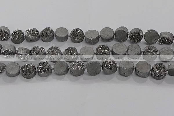 CDQ702 8 inches 12mm coin druzy quartz beads wholesale