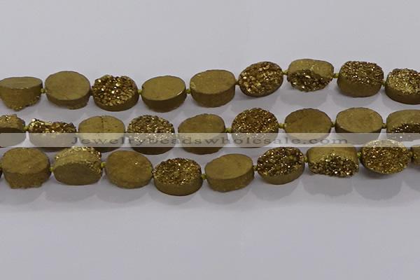 CDQ712 8 inches 13*18mm oval druzy quartz beads wholesale