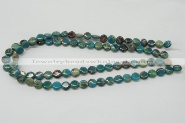 CDS10 16 inches 10mm flat round dyed serpentine jasper beads wholesale