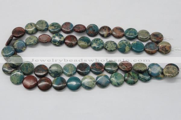 CDS12 16 inches 16mm flat round dyed serpentine jasper beads wholesale