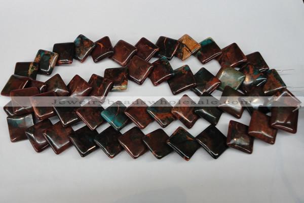 CDS220 15.5 inches 18*18mm diamond dyed serpentine jasper beads