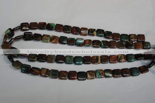 CDS262 15.5 inches 12*12mm square dyed serpentine jasper beads