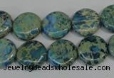 CDS272 15.5 inches 14mm flat round dyed serpentine jasper beads