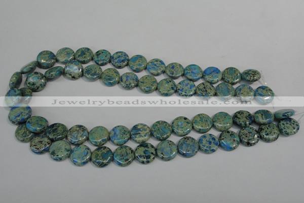 CDS272 15.5 inches 14mm flat round dyed serpentine jasper beads