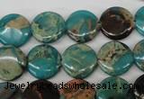 CDS32 15.5 inches 14mm flat round dyed serpentine jasper beads