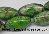 CDT148 15.5 inches 15*30mm rice dyed aqua terra jasper beads