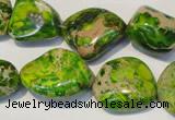 CDT154 15.5 inches 15*20mm nugget dyed aqua terra jasper beads