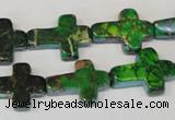 CDT209 15.5 inches 15*20mm cross dyed aqua terra jasper beads