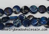 CDT230 15.5 inches 10mm flat round dyed aqua terra jasper beads