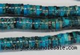 CDT276 15.5 inches 2*8mm heishi dyed aqua terra jasper beads