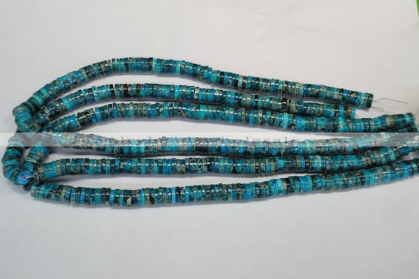 CDT276 15.5 inches 2*8mm heishi dyed aqua terra jasper beads