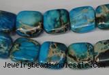 CDT300 15.5 inches 14*14mm square dyed aqua terra jasper beads