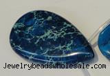 CDT345 Top-drilled 30*50mm flat teardrop dyed aqua terra jasper beads