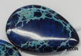 CDT346 Top-drilled 40*60mm flat teardrop dyed aqua terra jasper beads