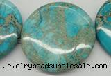 CDT353 15.5 inches 45mm flat round dyed aqua terra jasper beads