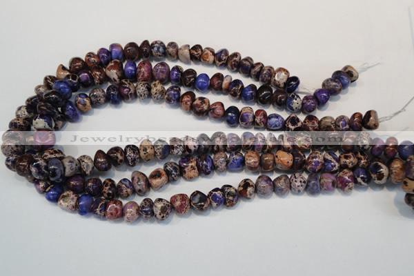 CDT391 15.5 inches 8*12mm nugget dyed aqua terra jasper beads