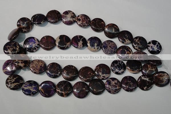 CDT707 15.5 inches 20mm flat round dyed aqua terra jasper beads