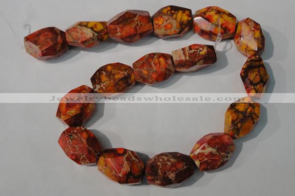 CDT748 15.5 inches 18*25mm faceted nuggets dyed aqua terra jasper beads