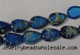 CDT915 15.5 inches 9*13mm flat teardrop dyed aqua terra jasper beads