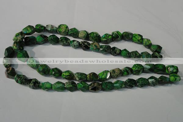 CDT963 15.5 inches 10*14mm faceted nuggets dyed aqua terra jasper beads