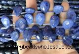 CDU220 Top drilled 13*18mm faceted flat teardrop blue dumortierite beads