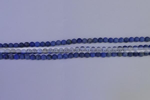 CDU300 15.5 inches 4mm round matte blue dumortierite beads