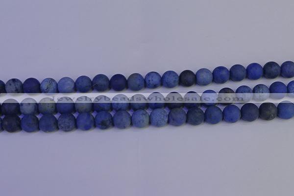 CDU303 15.5 inches 10mm round matte blue dumortierite beads