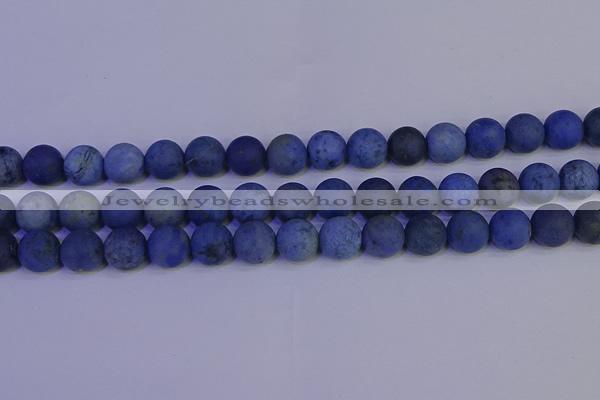 CDU304 15.5 inches 12mm round matte blue dumortierite beads