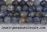 CDU308 15.5 inches 4mm faceted round blue dumortierite beads