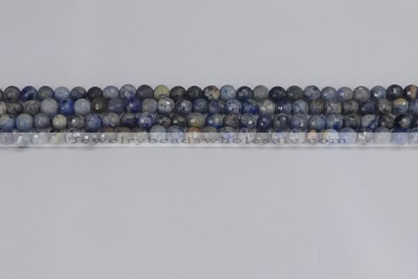 CDU308 15.5 inches 4mm faceted round blue dumortierite beads