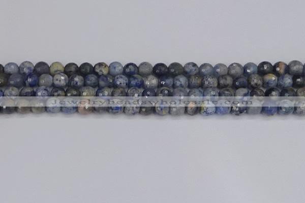 CDU309 15.5 inches 6mm faceted round blue dumortierite beads