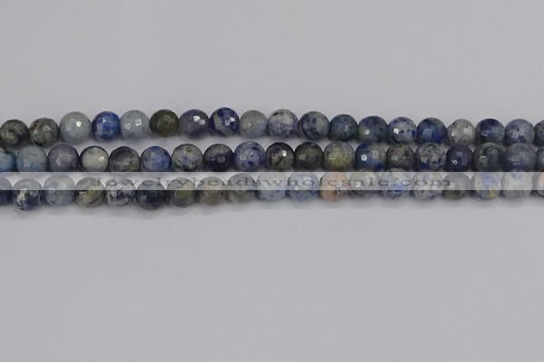 CDU310 15.5 inches 8mm faceted round blue dumortierite beads