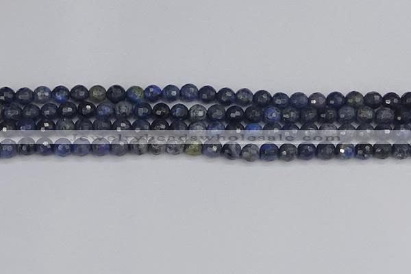 CDU316 15.5 inches 6mm faceted round blue dumortierite beads