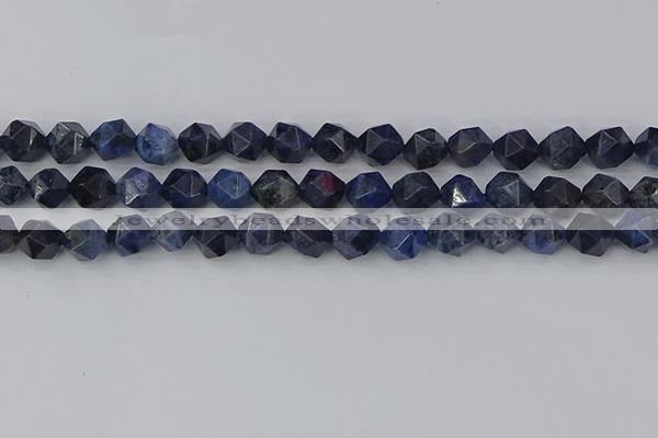 CDU332 15.5 inches 10mm faceted nuggets blue dumortierite beads