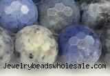 CDU388 15 inches 12mm faceted round dumortierite beads