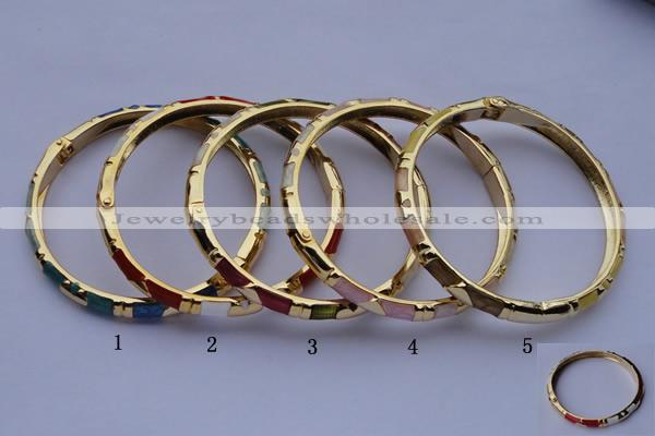 CEB01 5pcs 5.5mm width gold plated alloy with enamel bangles wholesale