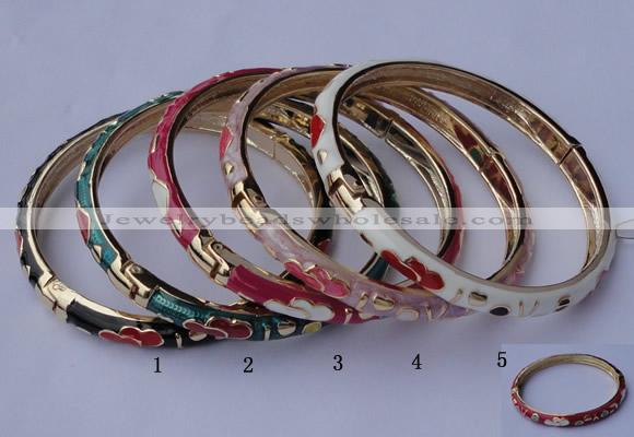 CEB04 5pcs 6mm width gold plated alloy with enamel bangles wholesale