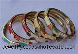 CEB08 5pcs 10mm width gold plated alloy with rhinestone & enamel bangles